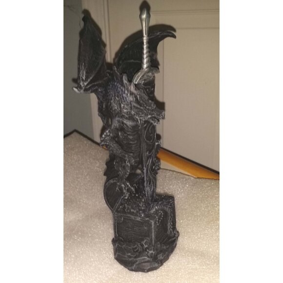Dragon guarding treasure with sword letter opener Statue. - Picture 5 of 10
